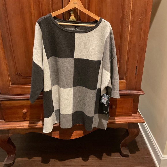 Jones New York Women’s Cotton/ Cashmere Top Sweater, Light Heather Grey, 3X - Picture 1 of 6